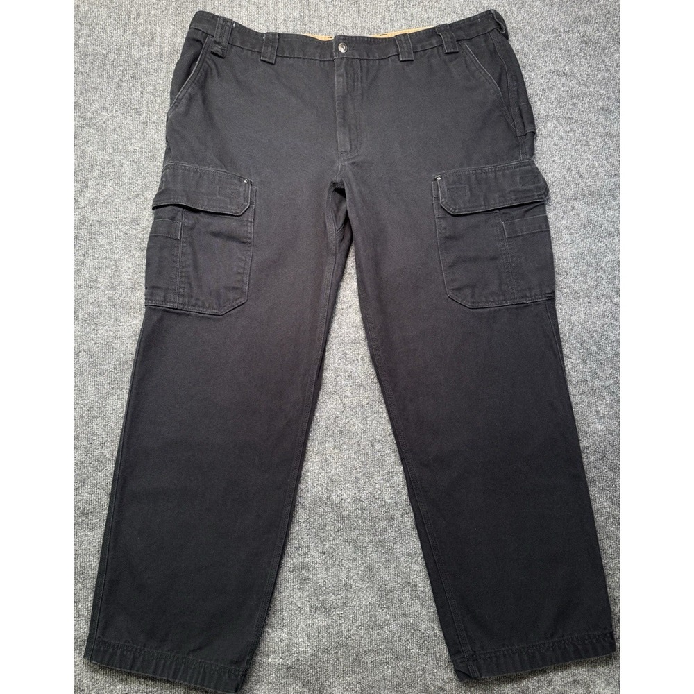 Duluth Trading Co Cargo Carpenter Pants Mens 46x32 Black Heavyweight Work **READ
